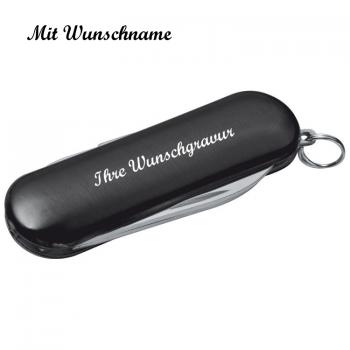 Edles 5-teiliges Aluminium Taschenmesser mit Namensgravur - Farbe: schwarz