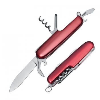 Edles 7-teiliges Aluminium Taschenmesser / Farbe: rot