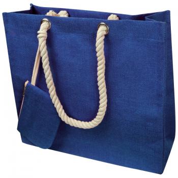 Einkaufstasche / Jutetasche mit Kordel / Farbe: blau