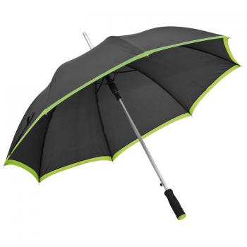 Eleganter Automatik-Regenschirm / mit Softgriff / Farbe: schwarz-apfelgrün