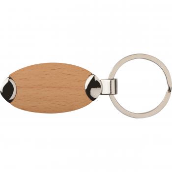 Eleganter Schlüsselanhänger / aus Metall mit einem Holzinlay