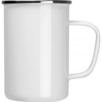 Emaille Tasse mit Gravur / Füllvermögen: 550ml / Farbe: weiß