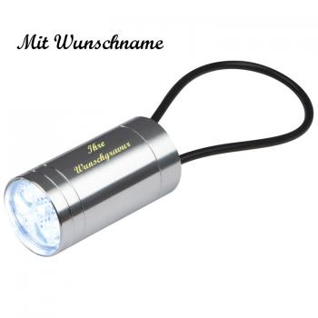 Fahrradlampe mit Namensgravur - aus Metall - mit 6 LEDs und Silkonband