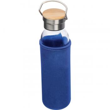 Flasche aus Glas mit Neoprenüberzug / 600ml / Neoprenfarbe: blau