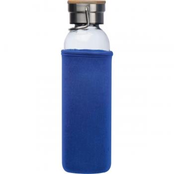 Flasche aus Glas mit Neoprenüberzug / 600ml / Neoprenfarbe: blau