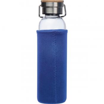 Flasche aus Glas mit Neoprenüberzug / 600ml / Neoprenfarbe: blau