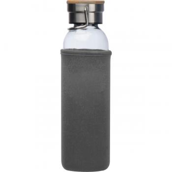 Flasche aus Glas mit Neoprenüberzug / 600ml / Neoprenfarbe: grau