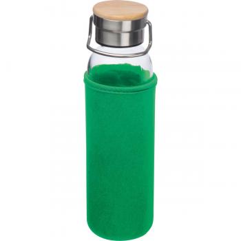 Flasche aus Glas mit Neoprenüberzug / 600ml / Neoprenfarbe: grün