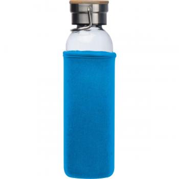 Flasche aus Glas mit Neoprenüberzug / 600ml / Neoprenfarbe: hellblau