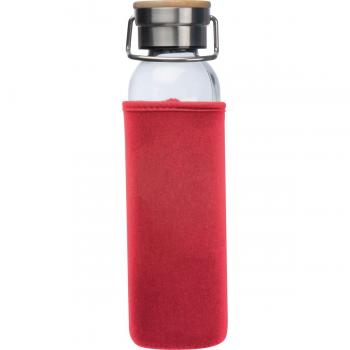 Flasche aus Glas mit Neoprenüberzug / 600ml / Neoprenfarbe: rot