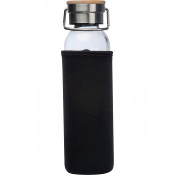 Flasche aus Glas mit Neoprenüberzug / 600ml / Neoprenfarbe: schwarz