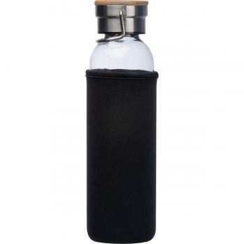 Flasche aus Glas mit Neoprenüberzug / 600ml / Neoprenfarbe: schwarz