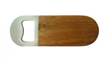 Flaschenöffner / aus Metall mit Holzbelag / Größe: 95 x 35 mm