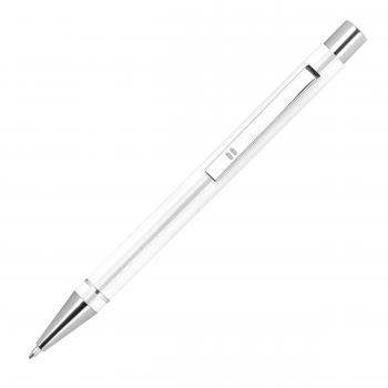 Gel-Kugelschreiber mit Gravur / aus Metall / Gelschreiber / Farbe: weiß