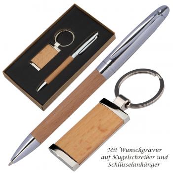 Geschenkset mit Gravur / mit Kugelschreiber + Schlüsselanhänger