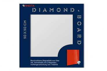 Glas Magnettafel Memoboard Pinwand incl. Magnete + Stift 50x50cm /Farbe: weiß