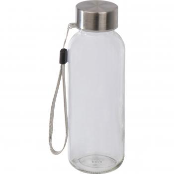 Glas Trinkflasche mit schwarzen Neoprenüberzug / 300ml / Farbe: transparent