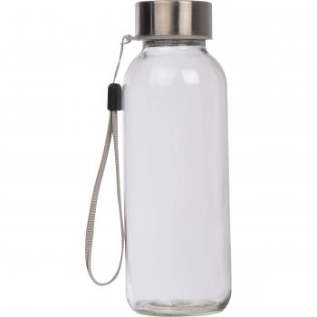 Glas Trinkflasche mit schwarzen Neoprenüberzug / 300ml / Farbe: transparent