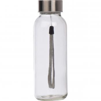 Glas Trinkflasche mit schwarzen Neoprenüberzug / 300ml / Farbe: transparent