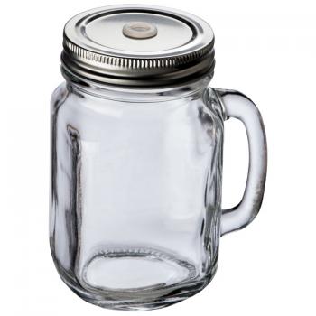 Glaskrug mit Metalldeckel / 450ml