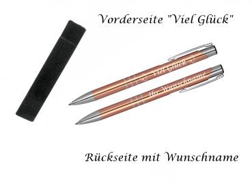 Glücks-Kugelschreiber mit beidseitiger Gravur / mit Velouretui / Farbe: roségold
