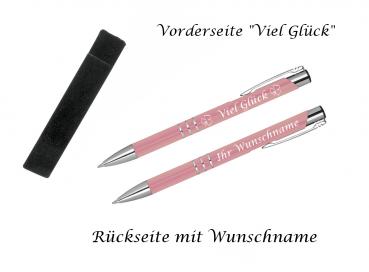 Glücks-Kugelschreiber mit beidseitiger Gravur / mit Velouretui / Farbe: rose'