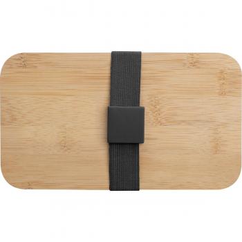 Große Brotdose mit Gravur / Lunchbox / 2-stöckig / mit Besteck / Farbe: schwarz