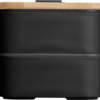 Große Brotdose mit Gravur / Lunchbox / 2-stöckig / mit Besteck / Farbe: schwarz