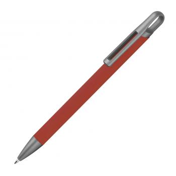 Gummierter Soft Touch Gel Kugelschreiber aus Metall / Farbe: bordeaux