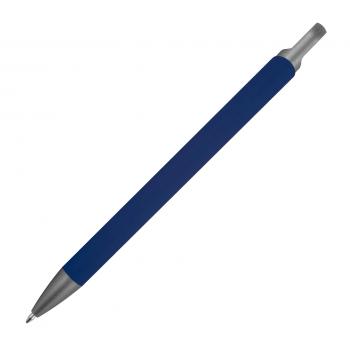 Gummierter Soft Touch Gel Kugelschreiber aus Metall / Farbe: dunkelblau
