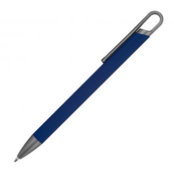 Gummierter Soft Touch Gel Kugelschreiber aus Metall / Farbe: dunkelblau