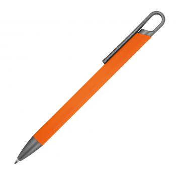 Gummierter Soft Touch Gel Kugelschreiber aus Metall / Farbe: orange