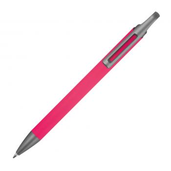 Gummierter Soft Touch Gel Kugelschreiber aus Metall / Farbe: pink