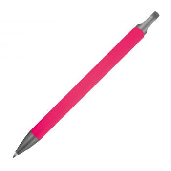 Gummierter Soft Touch Gel Kugelschreiber aus Metall / Farbe: pink