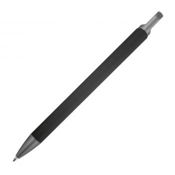 Gummierter Soft Touch Gel Kugelschreiber aus Metall / Farbe: schwarz