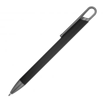 Gummierter Soft Touch Gel Kugelschreiber aus Metall / Farbe: schwarz