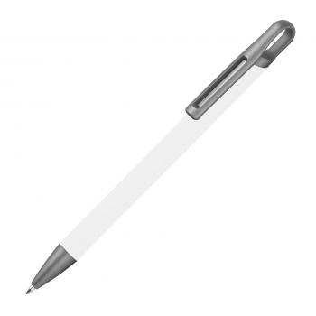 Gummierter Soft Touch Gel Kugelschreiber aus Metall / Farbe: weiß