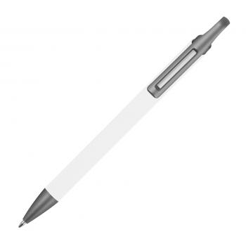 Gummierter Soft Touch Gel Kugelschreiber aus Metall / Farbe: weiß