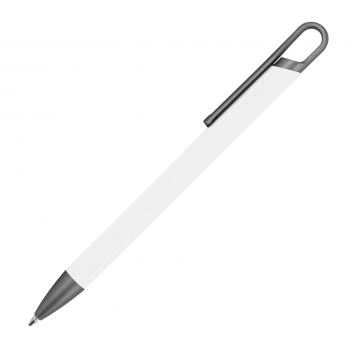 Gummierter Soft Touch Gel Kugelschreiber aus Metall / Farbe: weiß