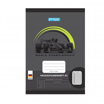Hausaufgabenheft / A5 / 48 Blatt / "Rennauto"