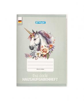 Hausaufgabenheft mit Heftumschlag / A5 / "Einhorn"