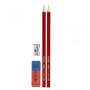 Herlitz Bleistift Set / bestehend aus 2 Bleistifte HB, 1 Radierer, 1 Anspitzer