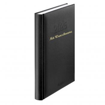 Herlitz Buchkalender 2025 mit Namensgravur - Chefkalender - A5 - Farbe: schwarz
