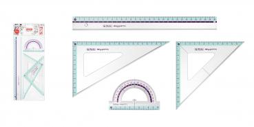 Herlitz Geometrie-Set 4tlg / 2x Geo-Dreieck, Lineal, Winkelmesser / Farbe:türkis