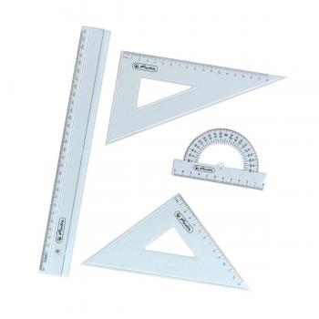 Herlitz Geometrie-Set 4tlg / 2x Geo-Dreieck, Lineal und Winkelmesser