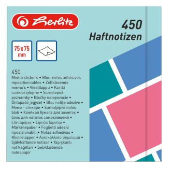Herlitz Haftnotizblock / 450 Blatt / 75x75mm / farbiges Papier