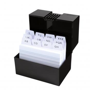 Herlitz Karteikasten mit 100 Karteikarten / Lernbox / DIN A8 / Farbe: schwarz