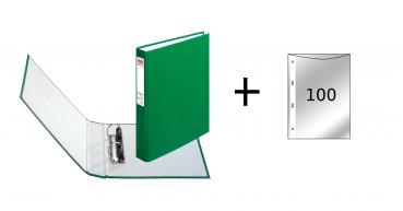 Herlitz Ringbuch / DIN A5 mit 2-Ringe / incl. 100 Prospekthüllen / Farbe: grün