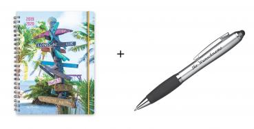Herlitz Schülerplaner 2019 - 2020 / A5 + Touchpen Kugelschreiber mit Gravur