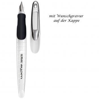 Herlitz Schulfüllhalter mit Gravur / Füller "my.pen" / Farbe: weiß/schwarz